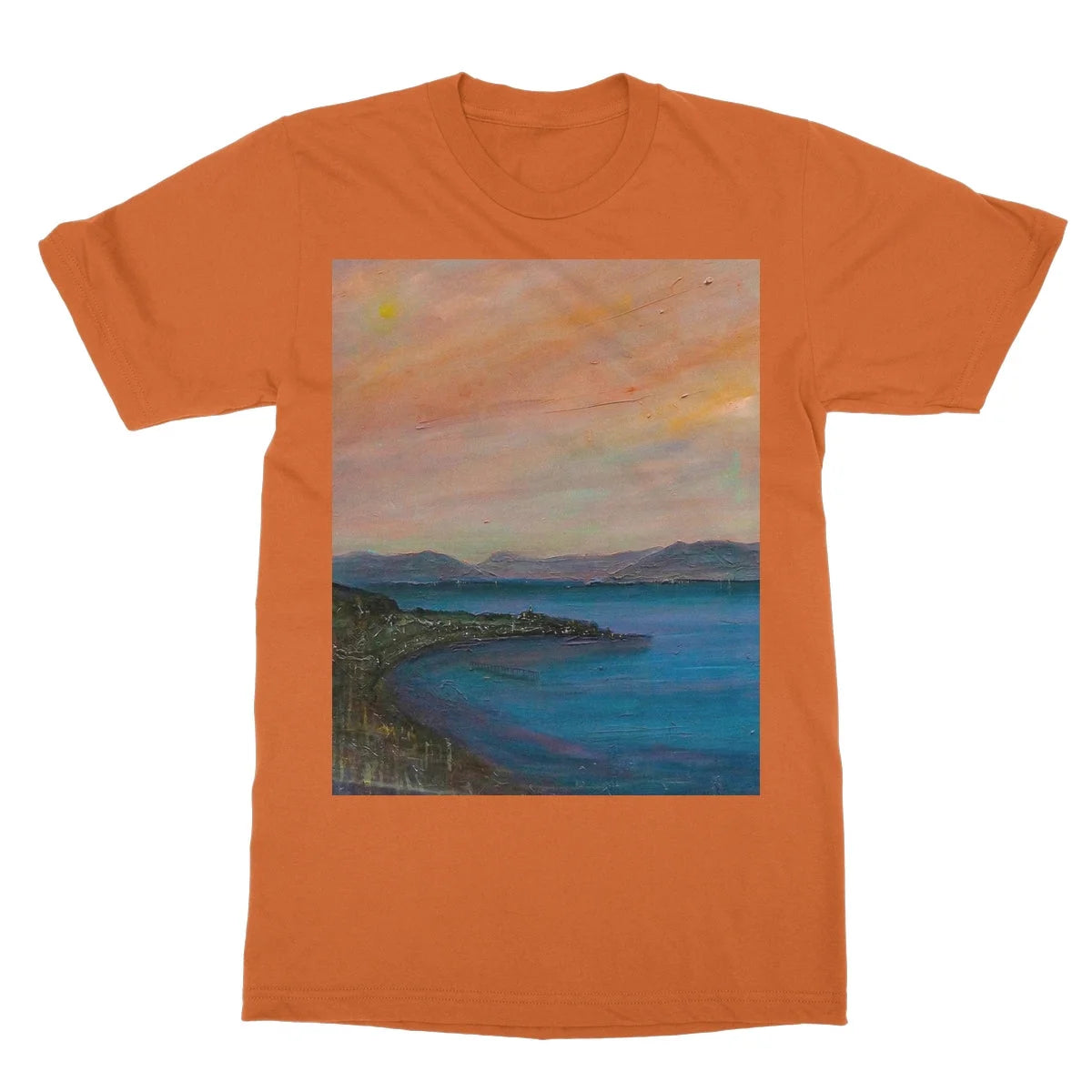 Dusk Over Gourock Softstyle T-shirt - River Clyde Art Gallery Scotland Worldwide Shipping Scottish Artist Fine Prints and Paintings