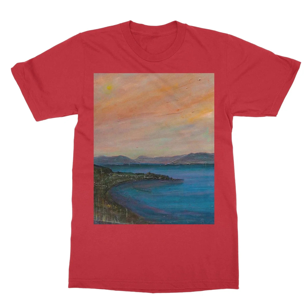 Dusk Over Gourock Softstyle T-shirt - River Clyde Art Gallery Scotland Worldwide Shipping Scottish Artist Fine Prints and Paintings