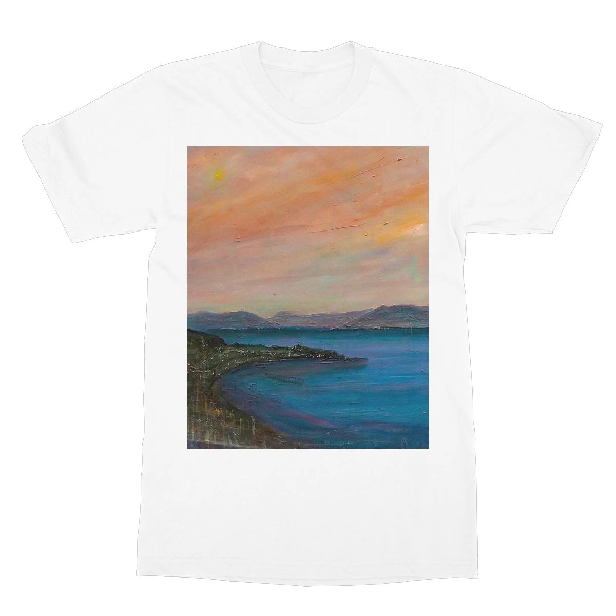 Dusk Over Gourock Softstyle T-shirt - River Clyde Art Gallery Scotland Worldwide Shipping Scottish Artist Fine Prints and Paintings