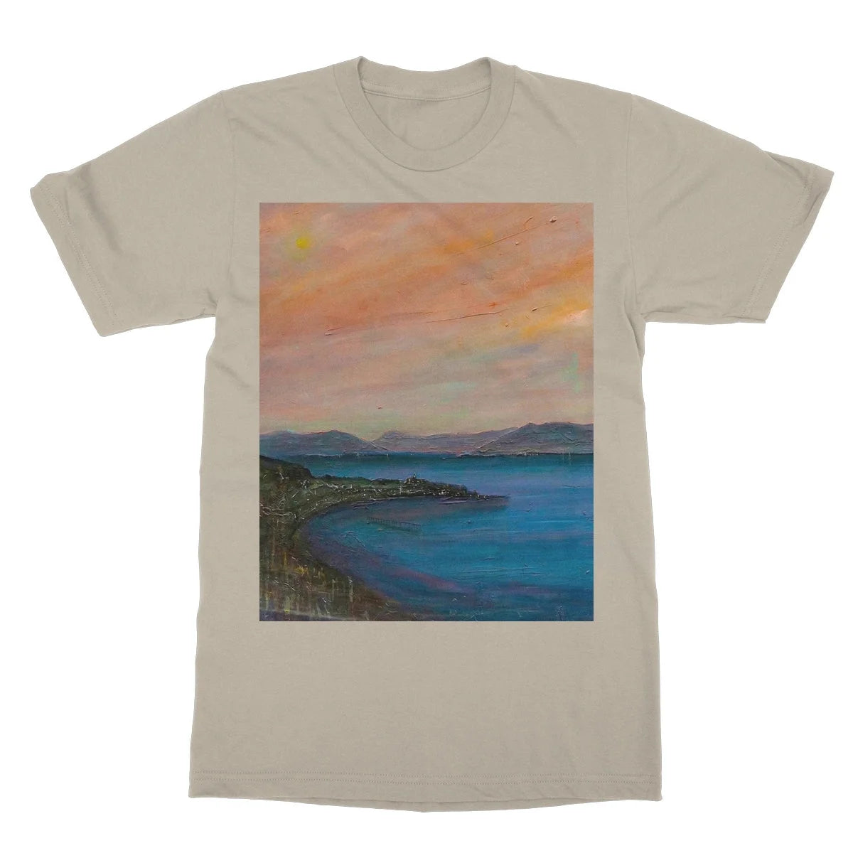 Dusk Over Gourock Softstyle T-shirt - River Clyde Art Gallery Scotland Worldwide Shipping Scottish Artist Fine Prints and Paintings