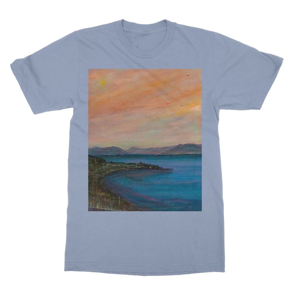 Dusk Over Gourock Softstyle T-shirt - River Clyde Art Gallery Scotland Worldwide Shipping Scottish Artist Fine Prints and Paintings