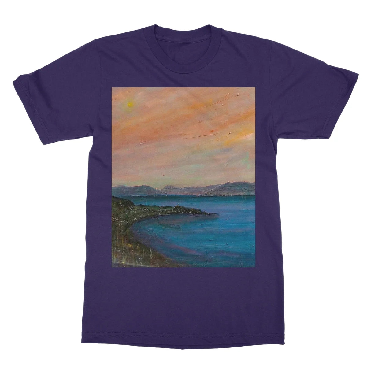 Dusk Over Gourock Softstyle T-shirt - River Clyde Art Gallery Scotland Worldwide Shipping Scottish Artist Fine Prints and Paintings