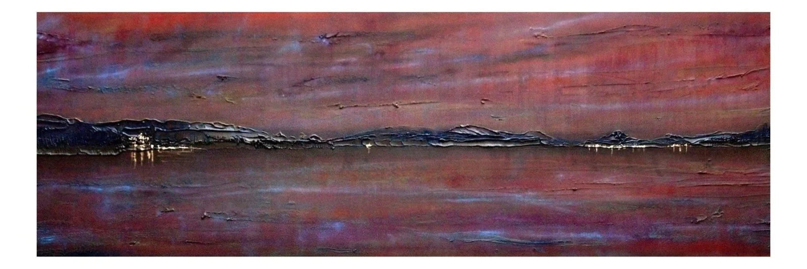 Dusk Sailing on Loch Lomond Panoramic Prints - Lochs & Mountains Art Gallery Scotland Worldwide Shipping Impressionistic Panoramic Painting