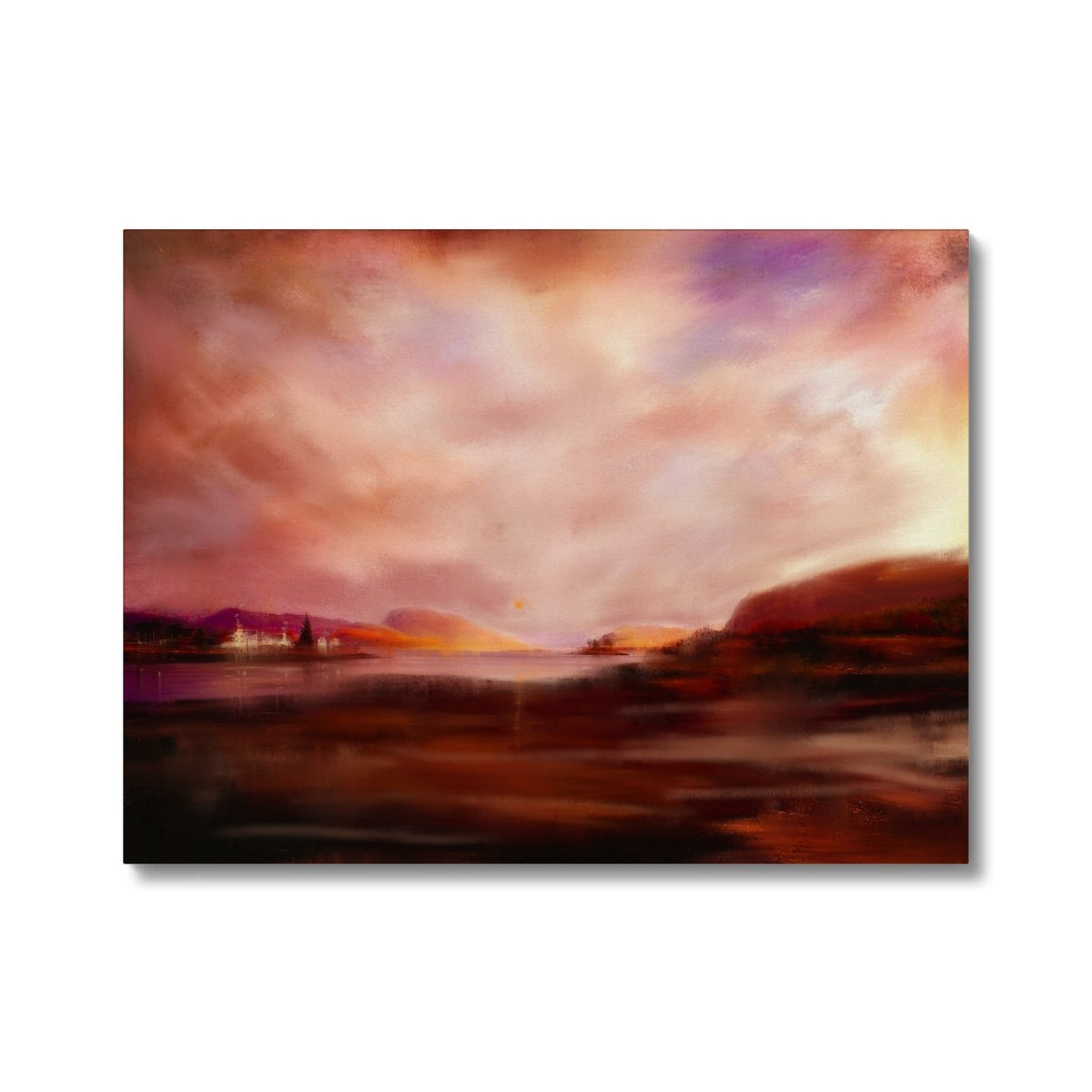 Plockton Sunset Painting | Canvas-Fine art-Scottish Highlands & Lowlands Art Gallery-24"x18"-White Wrap-Paintings, Prints, Homeware, Art Gifts From Scotland By Scottish Artist Kevin Hunter