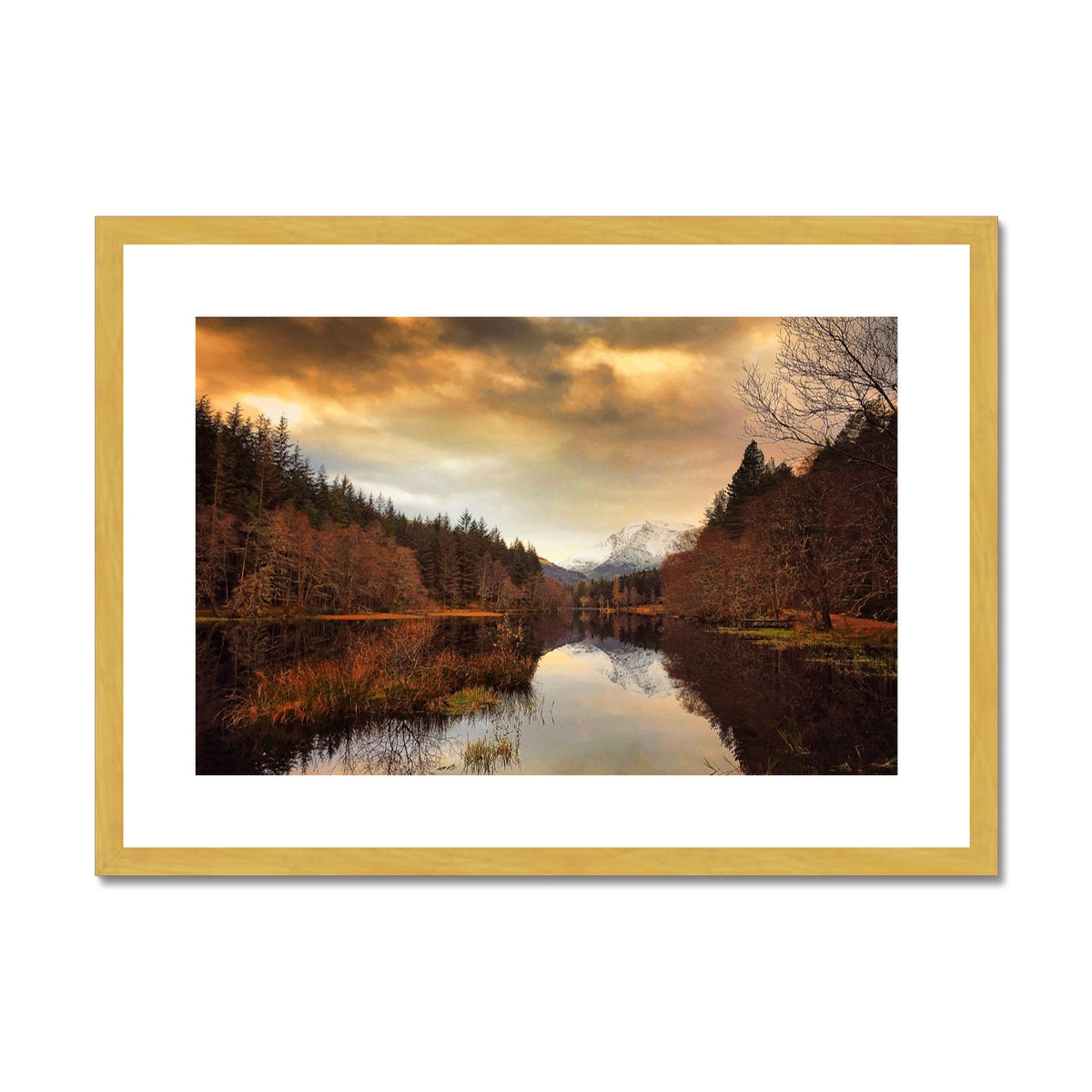 Glencoe Lochan Dusk Scottish Landscape Photography | Antique Framed & Mounted Print