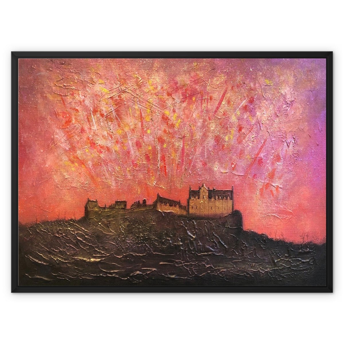 Edinburgh Castle Fireworks Painting | Framed Canvas From Scotland