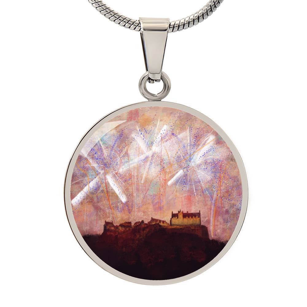 Edinburgh Castle Fireworks | Scottish Art Jewelry | Luxury Designer Necklace