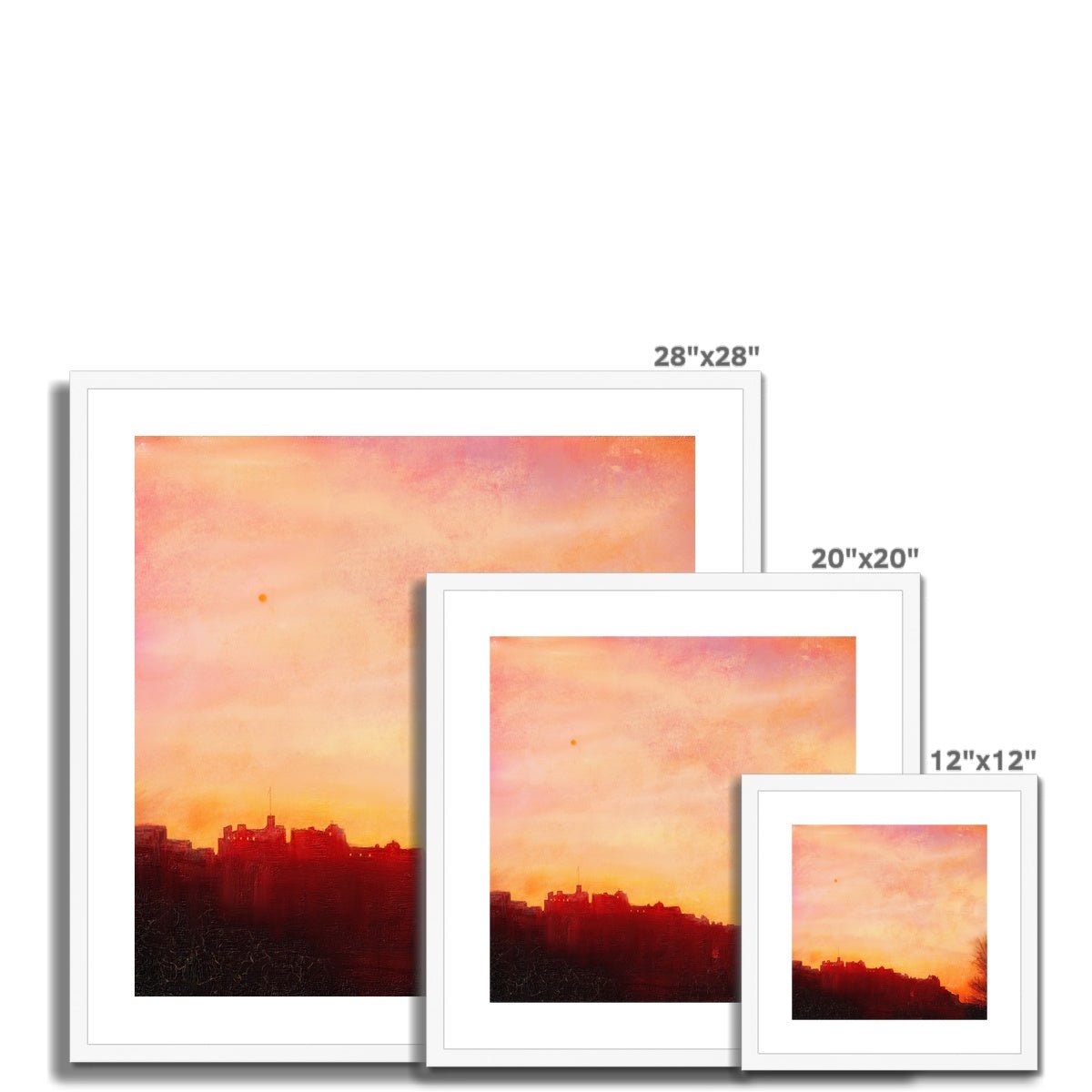 Edinburgh Castle Sunset Painting | Framed & Mounted Prints From Scotland-Framed & Mounted Prints-Historic & Iconic Scotland Art Gallery-Paintings, Prints, Homeware, Art Gifts From Scotland By Scottish Artist Kevin Hunter