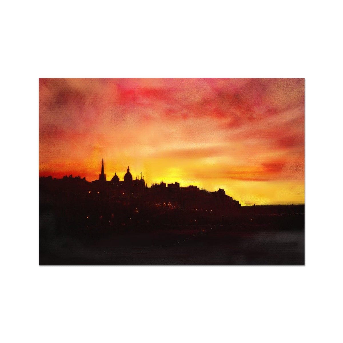 Edinburgh Sunset Painting | Fine Art Prints From Scotland-Unframed Prints-Edinburgh & Glasgow Art Gallery-A2 Landscape-Paintings, Prints, Homeware, Art Gifts From Scotland By Scottish Artist Kevin Hunter