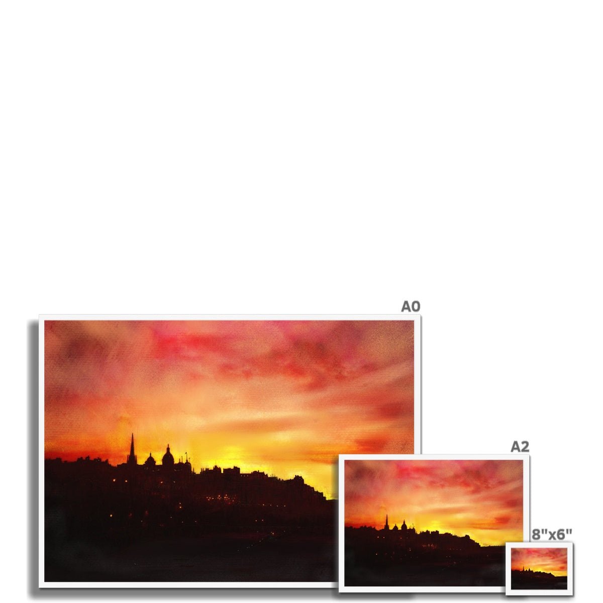 Edinburgh Sunset Painting | Framed Prints From Scotland-Framed Prints-Edinburgh & Glasgow Art Gallery-Paintings, Prints, Homeware, Art Gifts From Scotland By Scottish Artist Kevin Hunter