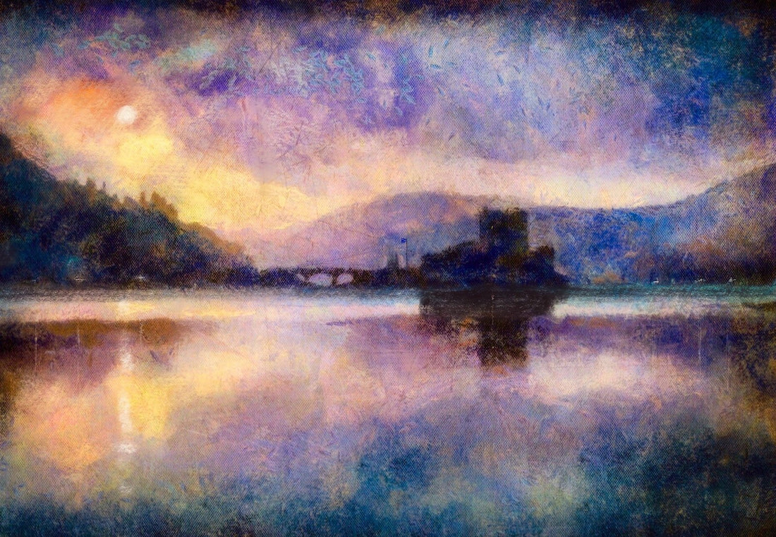 Eilean Donan Castle Moonlight Painting Fine Art Prints