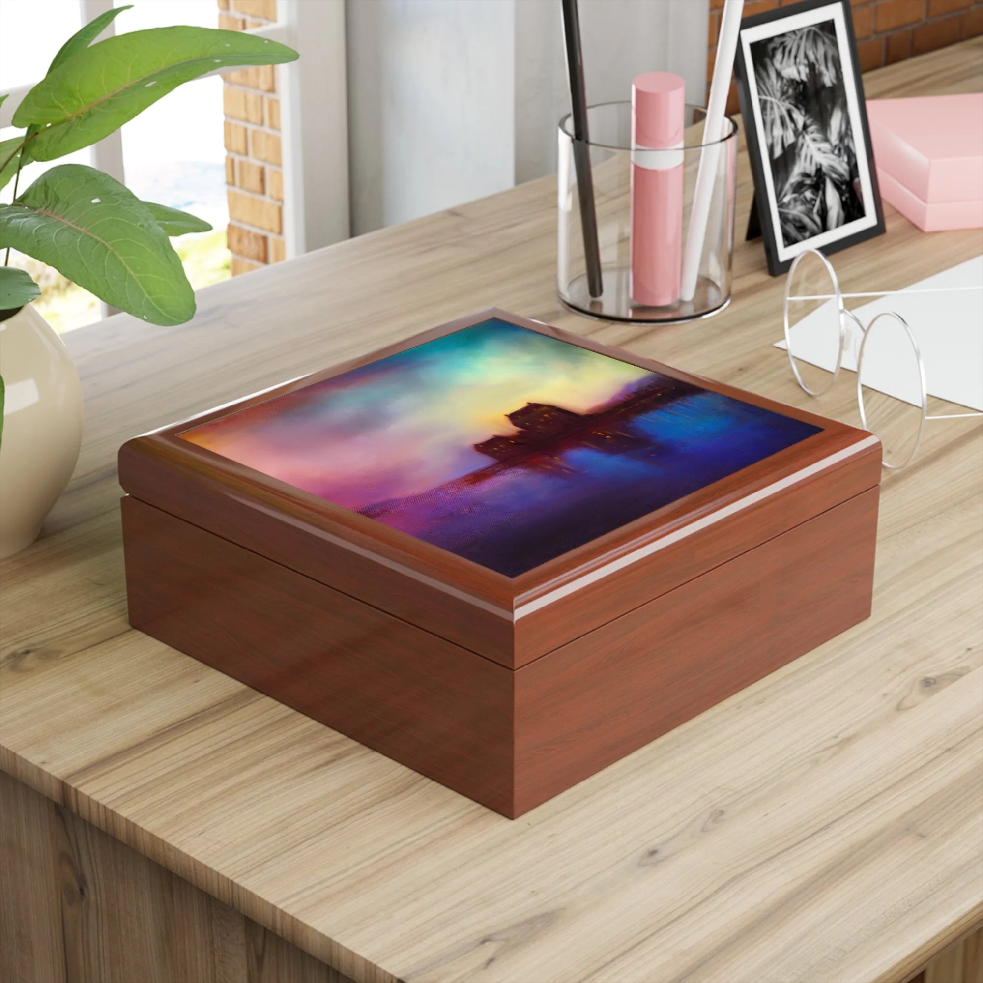 Eilean Donan Castle Sunset | Jewellery Box | Scotland - Historic & Iconic Art Gallery Worldwide Shipping Wooden Keepsake Box Scottish