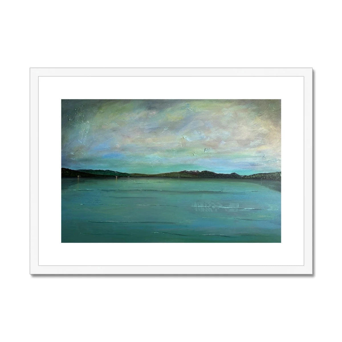 An Emerald Loch Lomond Framed & Mounted Print - Lochs Mountains Art Gallery Scotland Worldwide Shipping Scottish and Paintings Prints