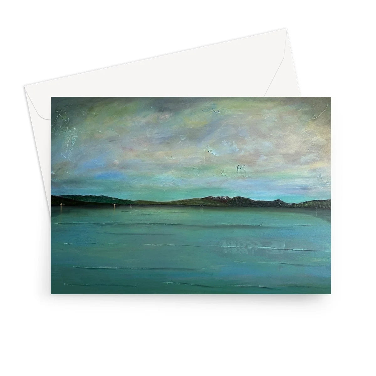 An Emerald Loch Lomond Greeting Card - Lochs & Mountains Art Gallery Scotland Worldwide Shipping Scottish and Paintings Prints by Artist