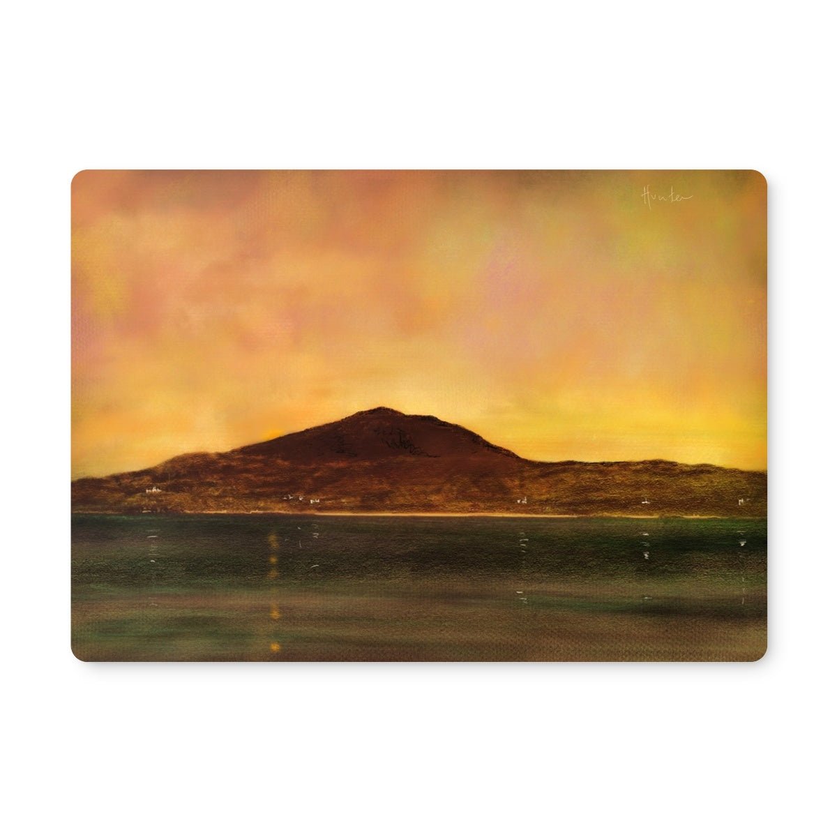 Eriskay Dusk Art Gifts Placemat-Placemats-Hebridean Islands Art Gallery-6 Placemats-Paintings, Prints, Homeware, Art Gifts From Scotland By Scottish Artist Kevin Hunter