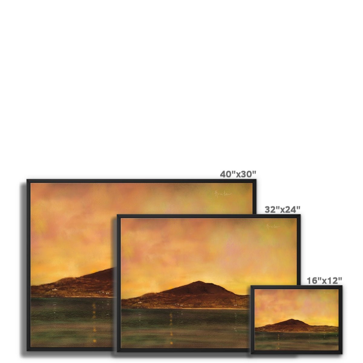 Eriskay Dusk Painting | Framed Canvas From Scotland-Floating Framed Canvas Prints-Hebridean Islands Art Gallery-Paintings, Prints, Homeware, Art Gifts From Scotland By Scottish Artist Kevin Hunter
