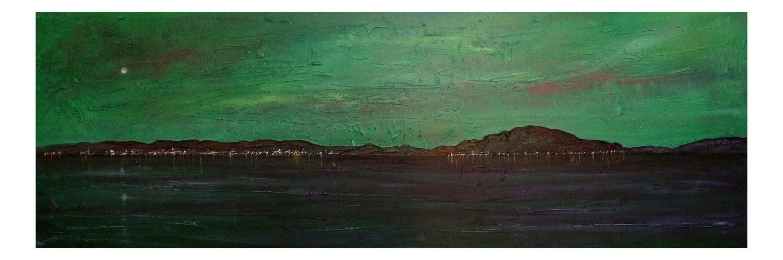 An Ethereal Clyde Night Panoramic Prints - River Art Gallery Scotland Worldwide Shipping Vibrant Green Dark Paintings and by Artist Hunter