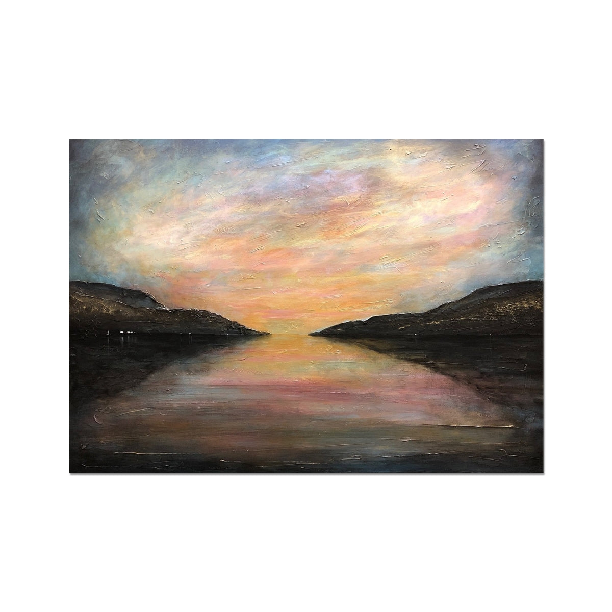 Loch Ness Glow Painting | Fine Art Prints From Scotland-Fine art-Scottish Lochs & Mountains Art Gallery-A2 Landscape-Paintings, Prints, Homeware, Art Gifts From Scotland By Scottish Artist Kevin Hunter