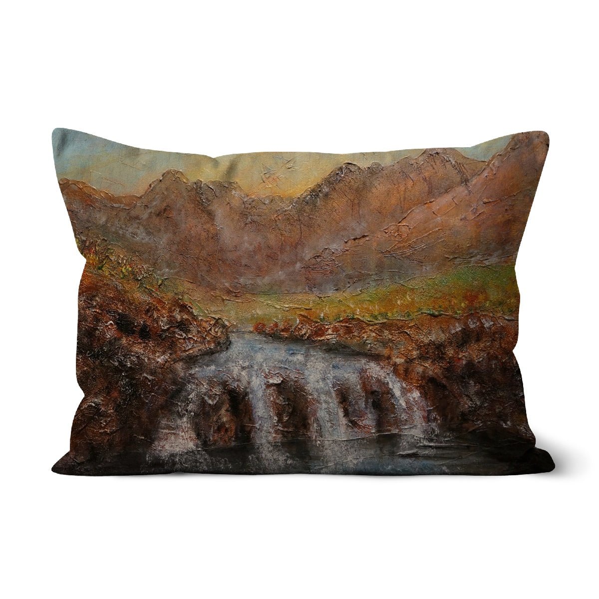 Fairy Pools Dawn Skye Art Gifts Cushion-Cushions-Skye Art Gallery-Canvas-19"x13"-Paintings, Prints, Homeware, Art Gifts From Scotland By Scottish Artist Kevin Hunter