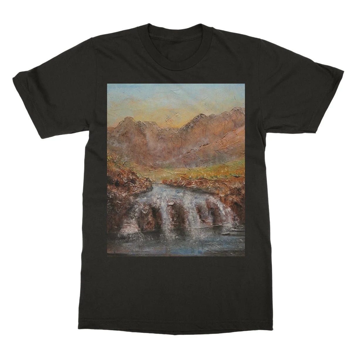 Fairy Pools Skye Dawn Softstyle T-shirt - Art Gallery Scotland Worldwide Shipping Scottish Landscape Paintings and Prints