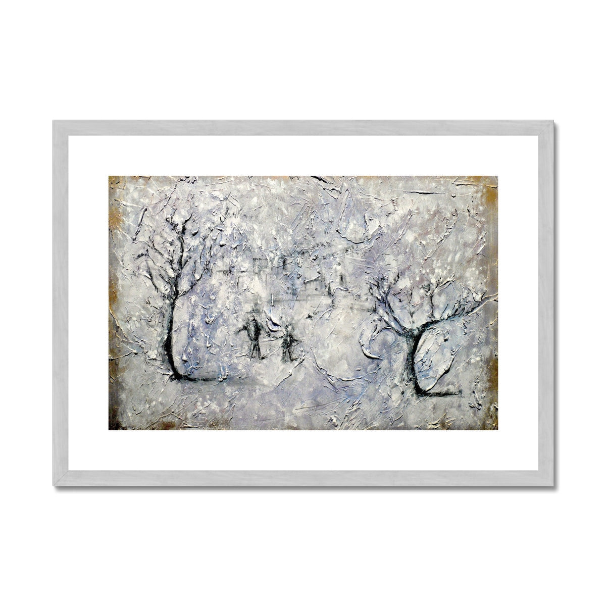 Father Daughter Snow Painting | Antique Framed & Mounted Prints From Scotland