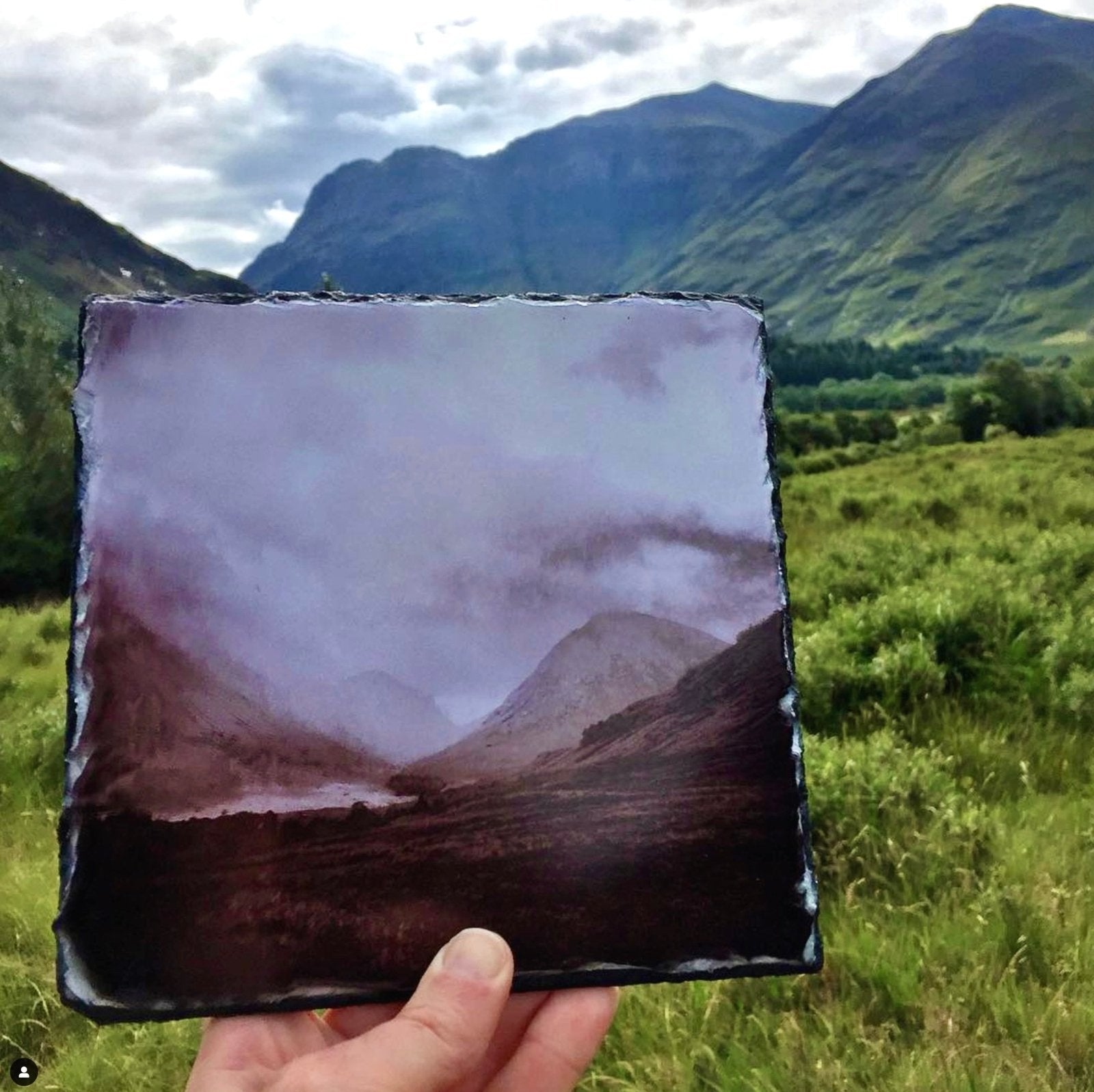 Father Daughter Snow Scottish Slate Art