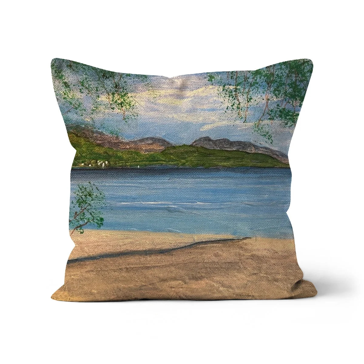 Firkin Point Loch Lomond Cushion - Lochs & Mountains Art Gallery Scotland Worldwide Shipping Scottish and Paintings Prints by Artist Hunter