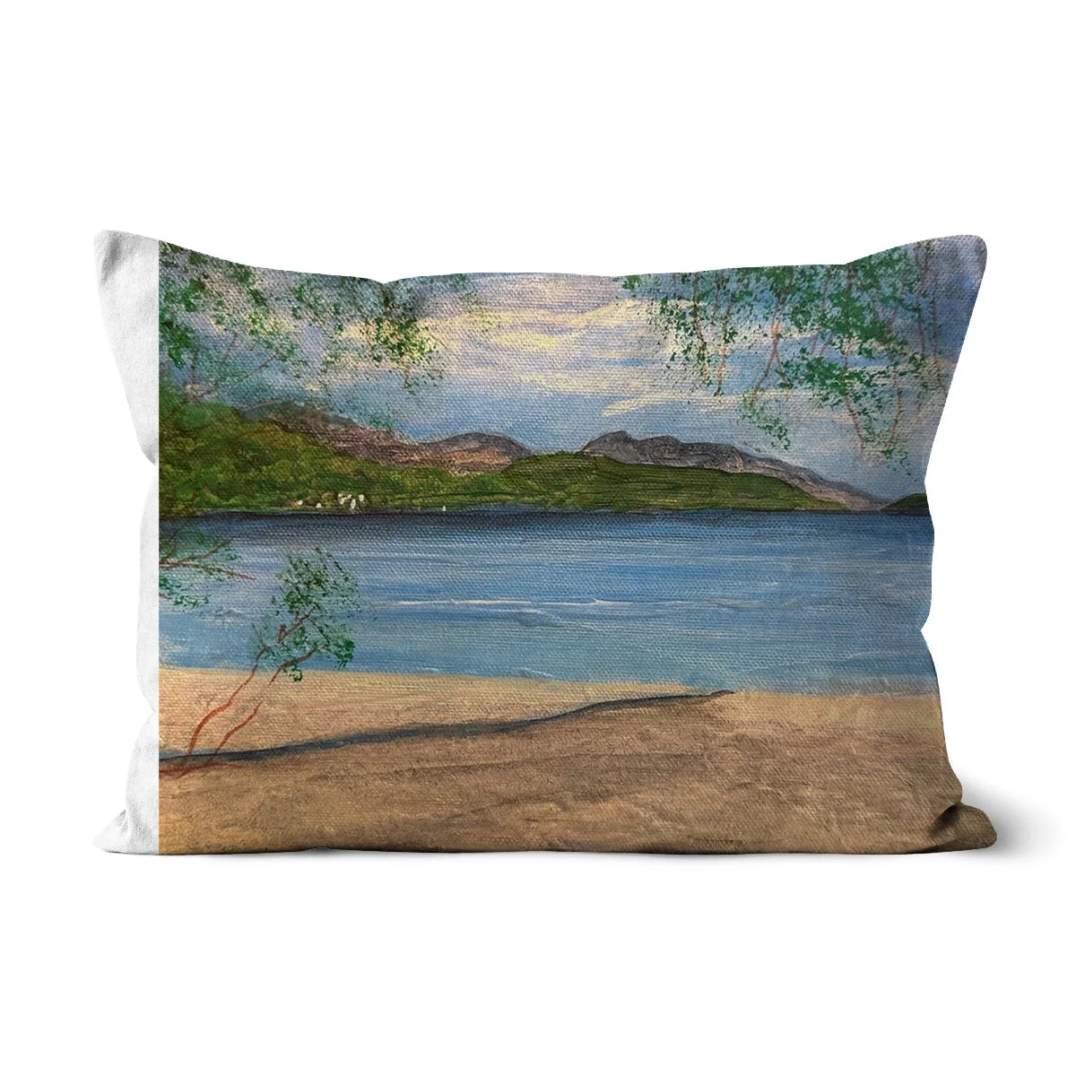 Firkin Point Loch Lomond Cushion - Lochs & Mountains Art Gallery Scotland Worldwide Shipping Scottish and Paintings Prints by Artist Hunter