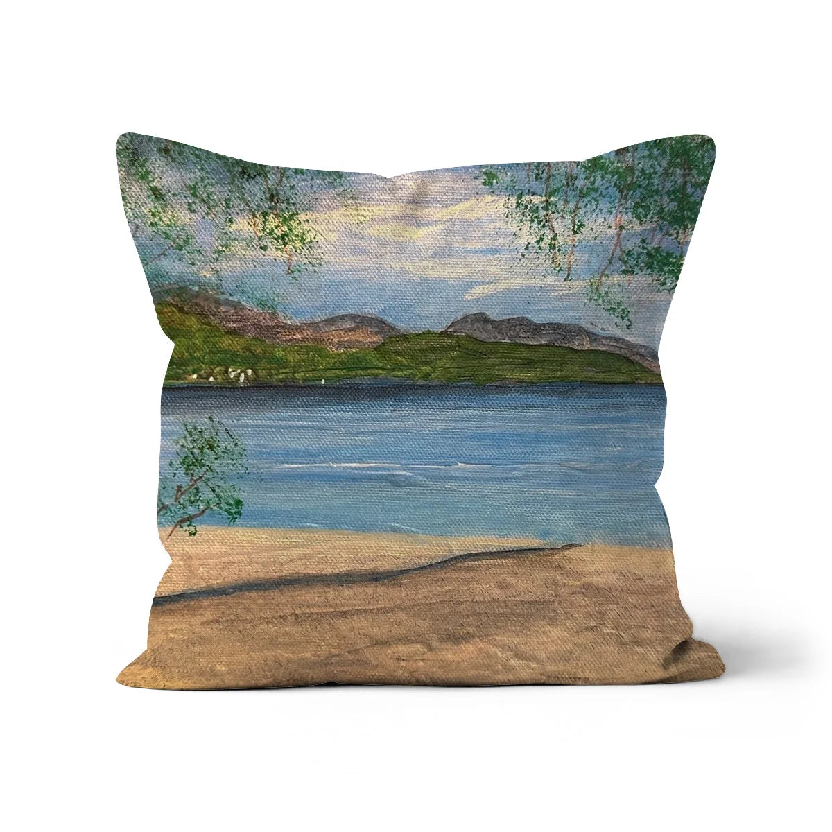 Firkin Point Loch Lomond Cushion - Lochs & Mountains Art Gallery Scotland Worldwide Shipping Scottish and Paintings Prints by Artist Hunter