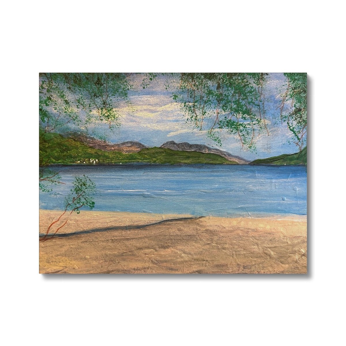 Firkin Point Loch Lomond Painting | Canvas From Scotland-Contemporary Stretched Canvas Prints-Scottish Lochs & Mountains Art Gallery-24"x18"-Paintings, Prints, Homeware, Art Gifts From Scotland By Scottish Artist Kevin Hunter