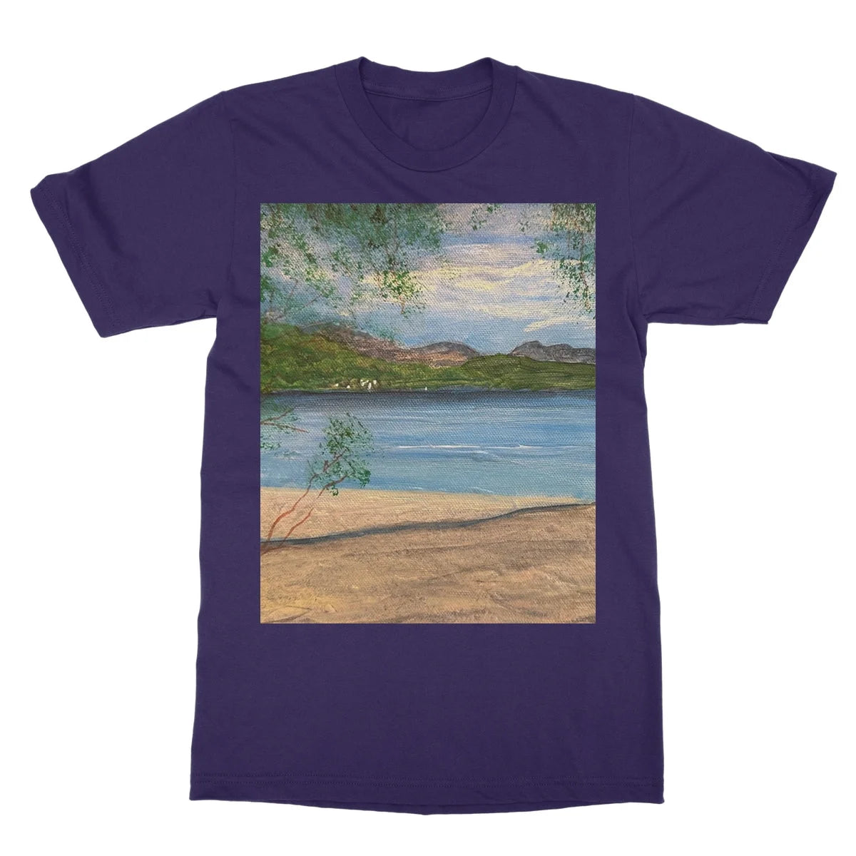 Firkin Point Loch Lomond Softstyle T-shirt - Lochs & Mountains Art Gallery Scotland Worldwide Shipping Scottish and Paintings Prints