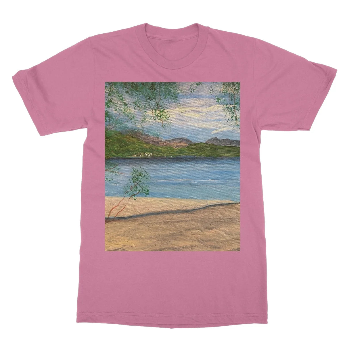 Firkin Point Loch Lomond Softstyle T-shirt - Lochs & Mountains Art Gallery Scotland Worldwide Shipping Scottish and Paintings Prints