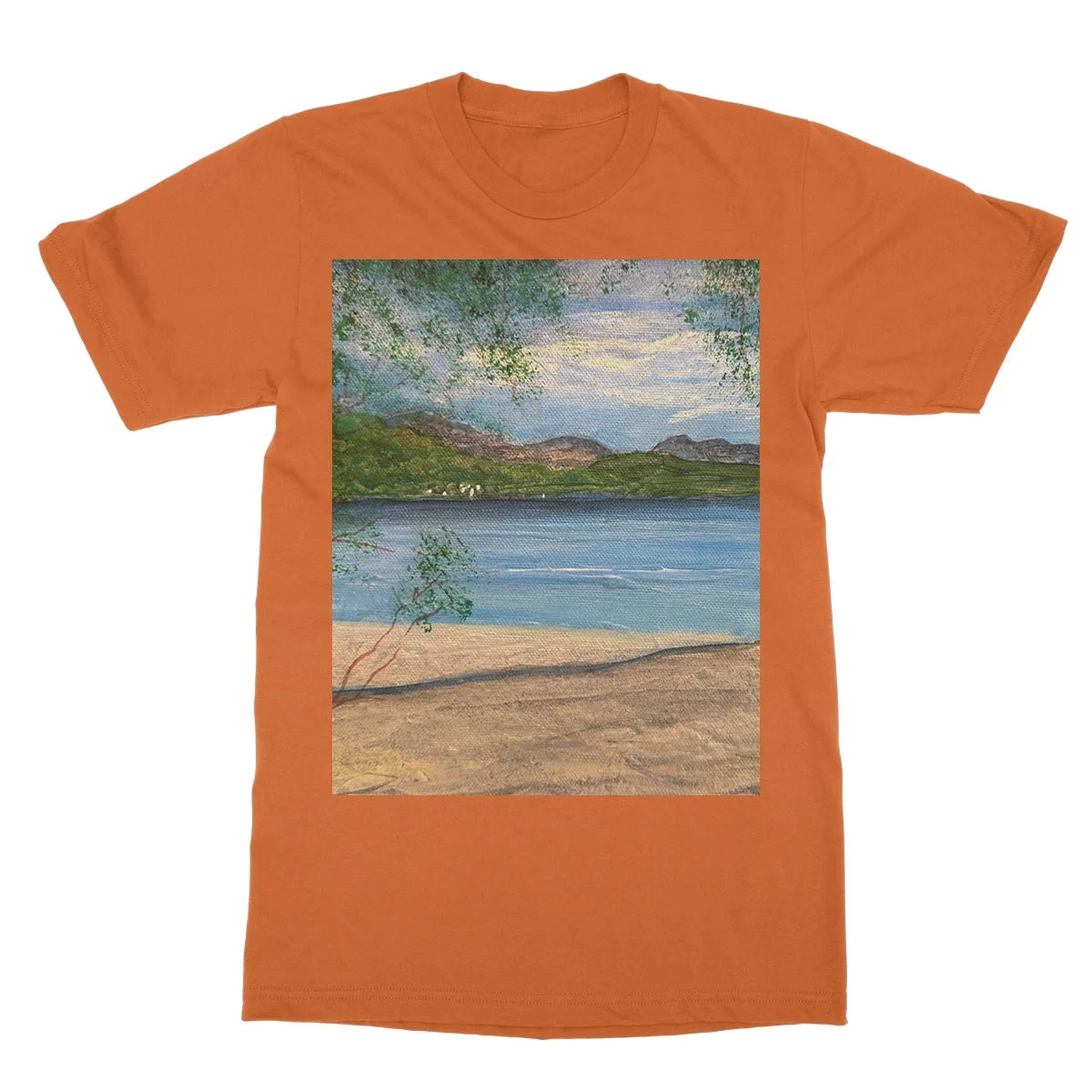 Firkin Point Loch Lomond Softstyle T-shirt - Lochs & Mountains Art Gallery Scotland Worldwide Shipping Scottish and Paintings Prints