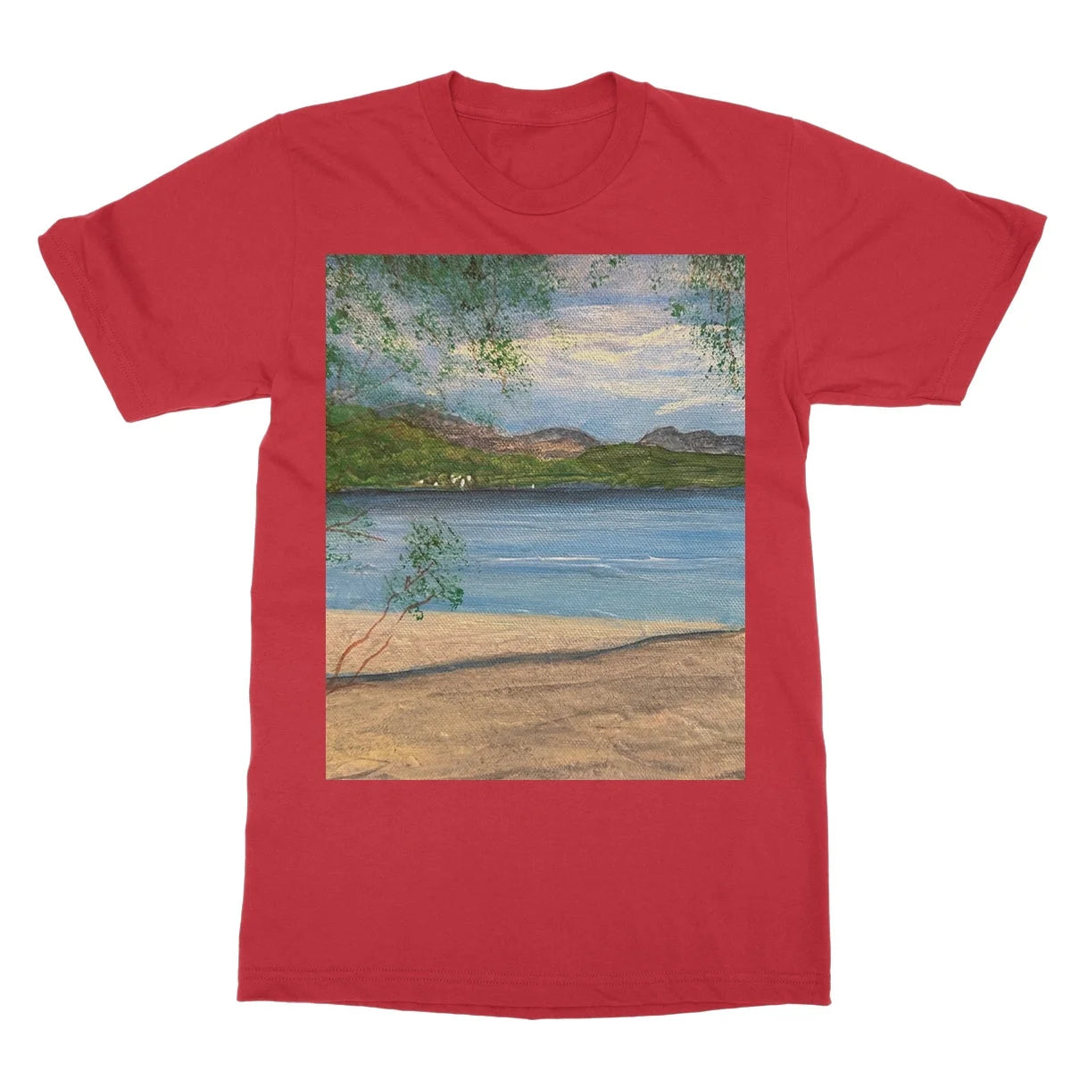 Firkin Point Loch Lomond Softstyle T-shirt - Lochs & Mountains Art Gallery Scotland Worldwide Shipping Scottish and Paintings Prints