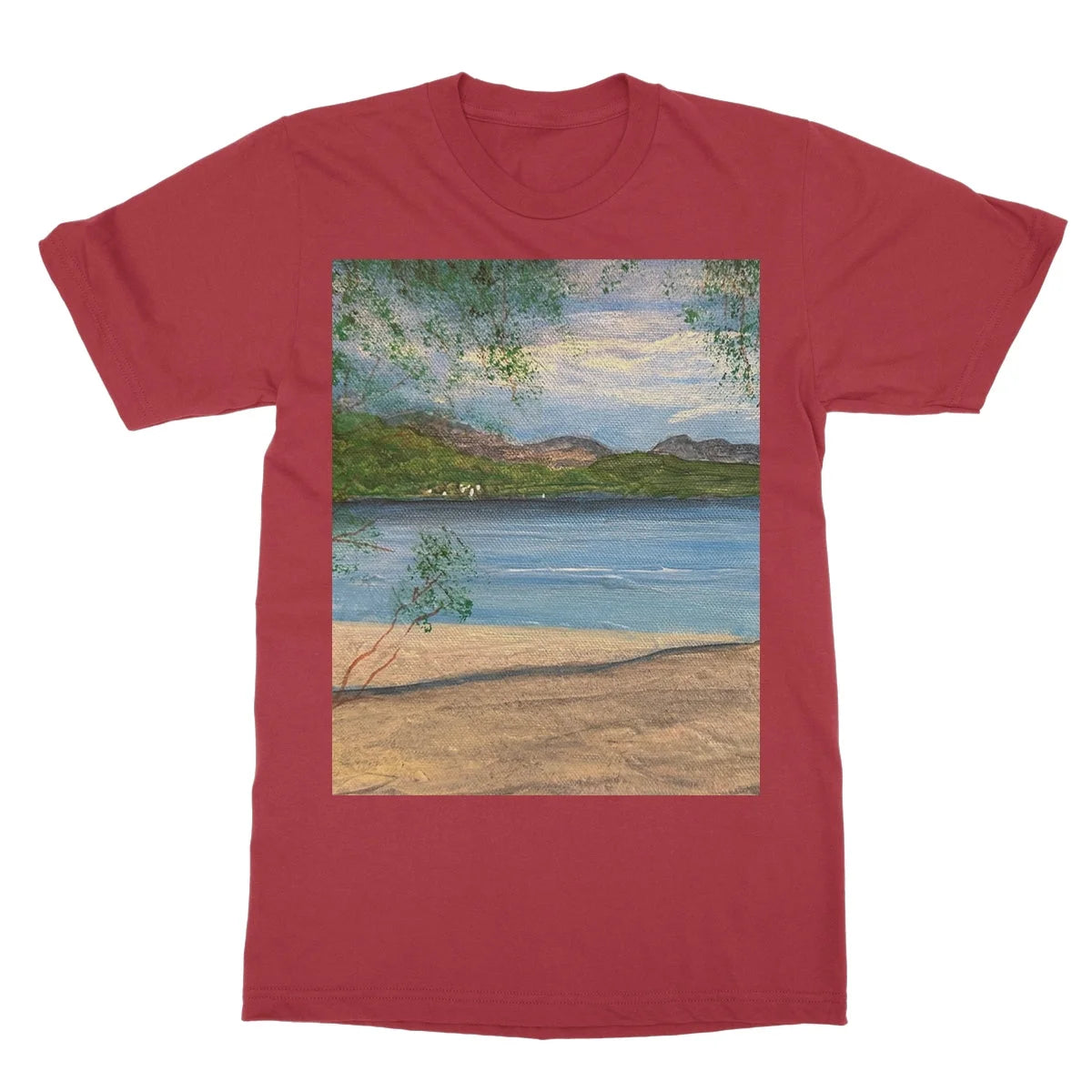 Firkin Point Loch Lomond Softstyle T-shirt - Lochs & Mountains Art Gallery Scotland Worldwide Shipping Scottish and Paintings Prints