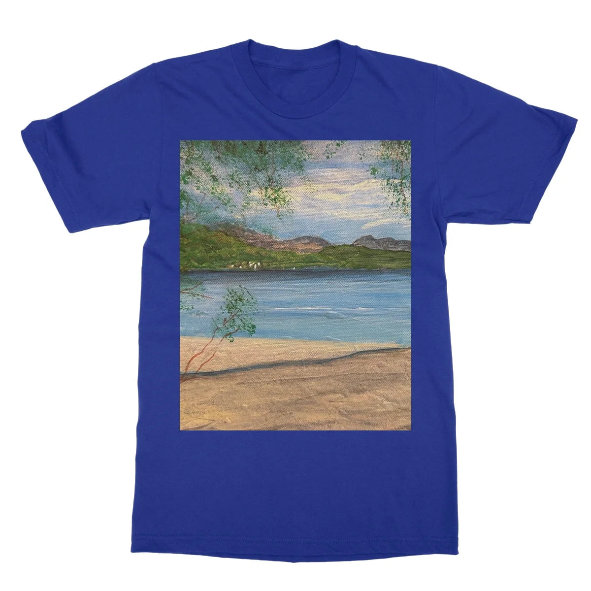 Firkin Point Loch Lomond Softstyle T-shirt - Lochs & Mountains Art Gallery Scotland Worldwide Shipping Scottish and Paintings Prints