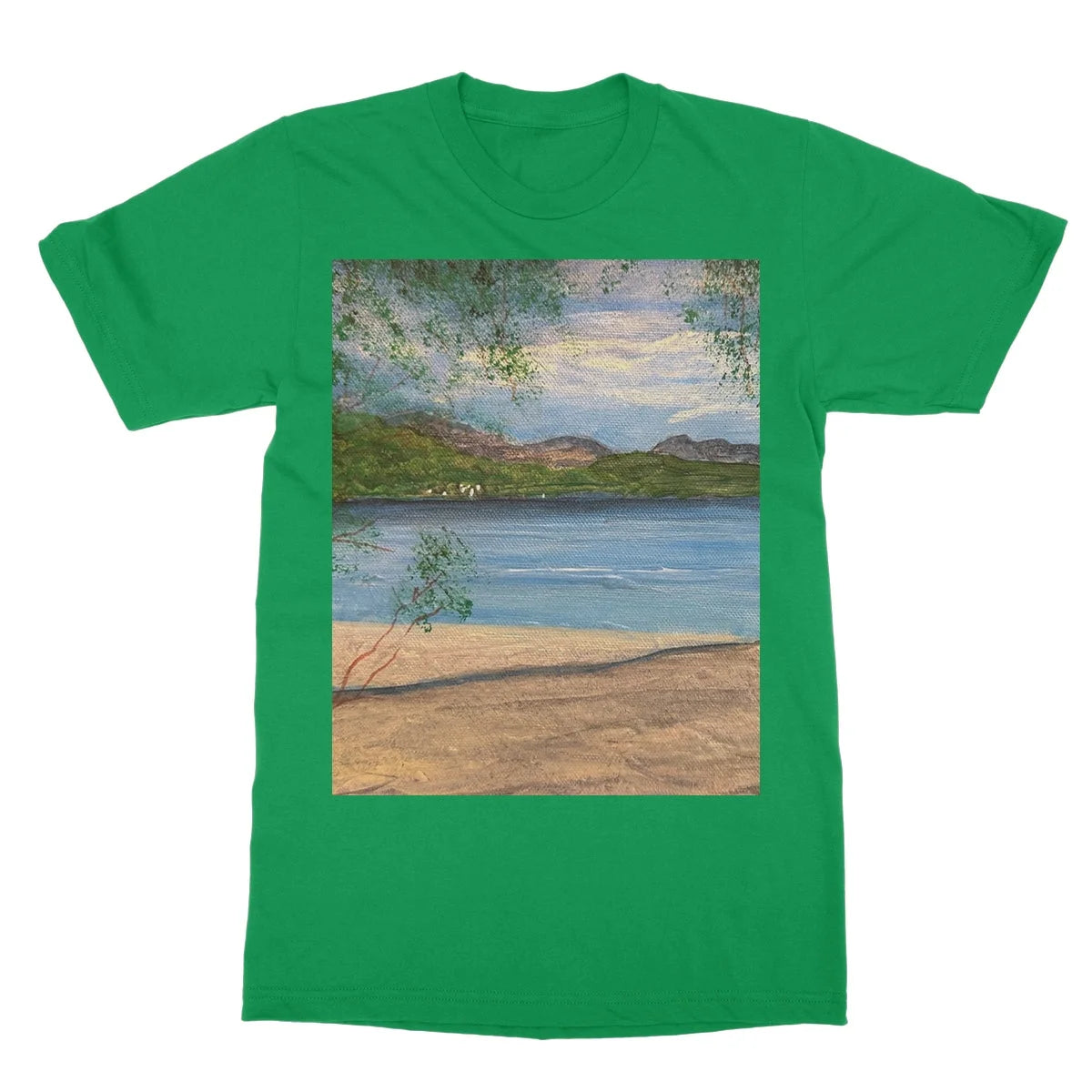 Firkin Point Loch Lomond Softstyle T-shirt - Lochs & Mountains Art Gallery Scotland Worldwide Shipping Scottish and Paintings Prints