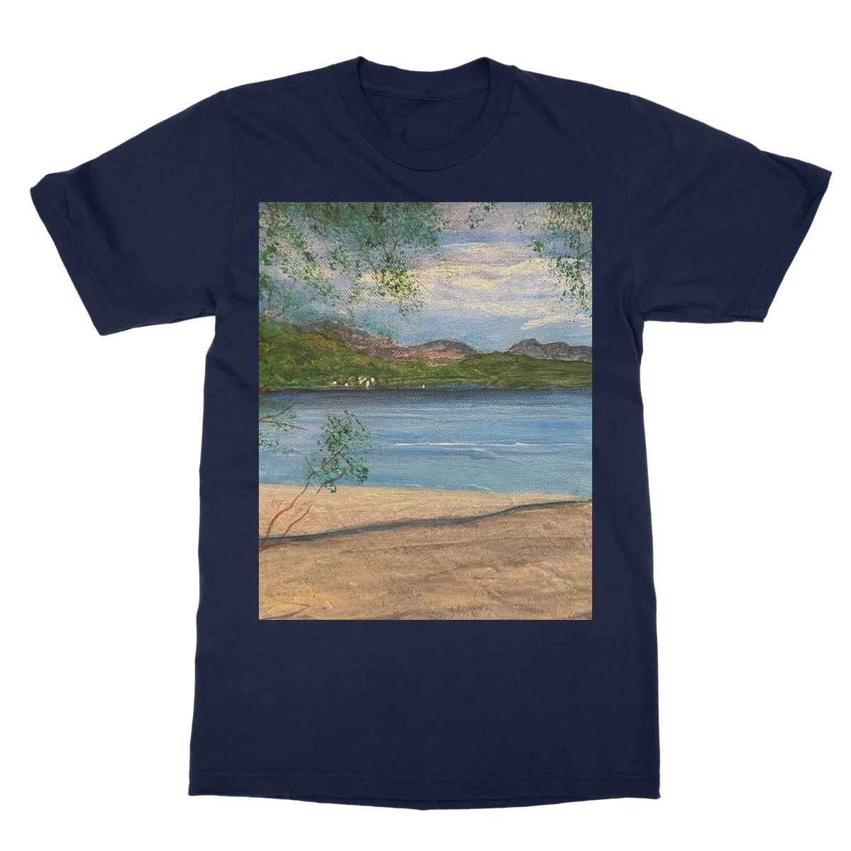 Firkin Point Loch Lomond Softstyle T-shirt - Lochs & Mountains Art Gallery Scotland Worldwide Shipping Scottish and Paintings Prints