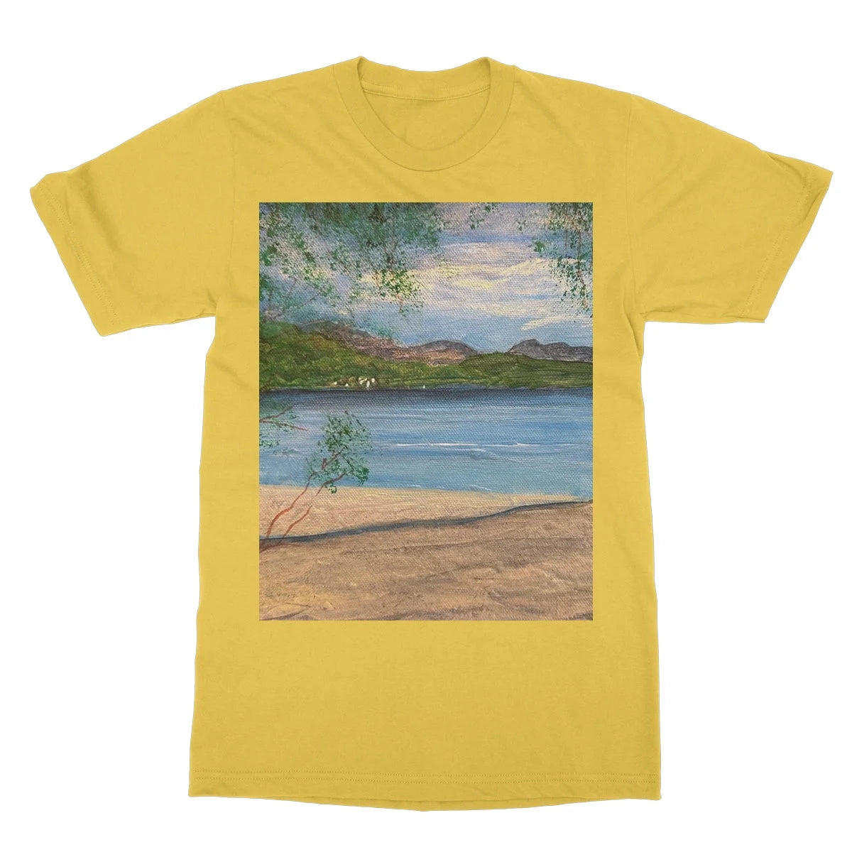 Firkin Point Loch Lomond Softstyle T-shirt - Lochs & Mountains Art Gallery Scotland Worldwide Shipping Scottish and Paintings Prints