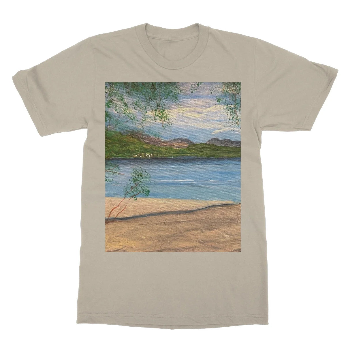 Firkin Point Loch Lomond Softstyle T-shirt - Lochs & Mountains Art Gallery Scotland Worldwide Shipping Scottish and Paintings Prints