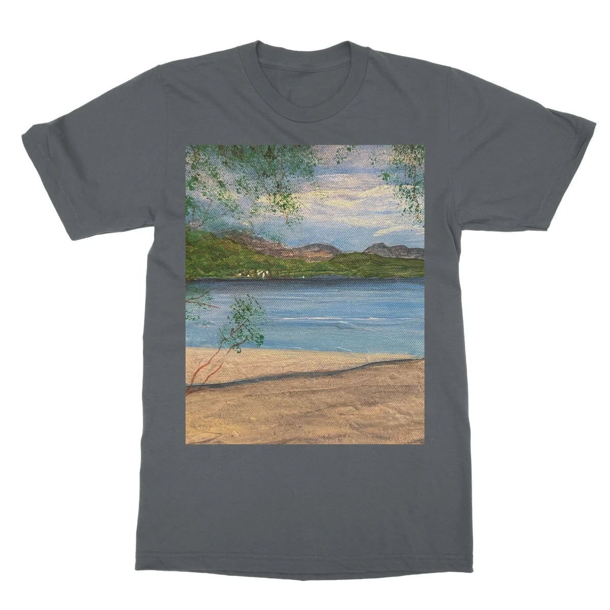 Firkin Point Loch Lomond Softstyle T-shirt - Lochs & Mountains Art Gallery Scotland Worldwide Shipping Scottish and Paintings Prints