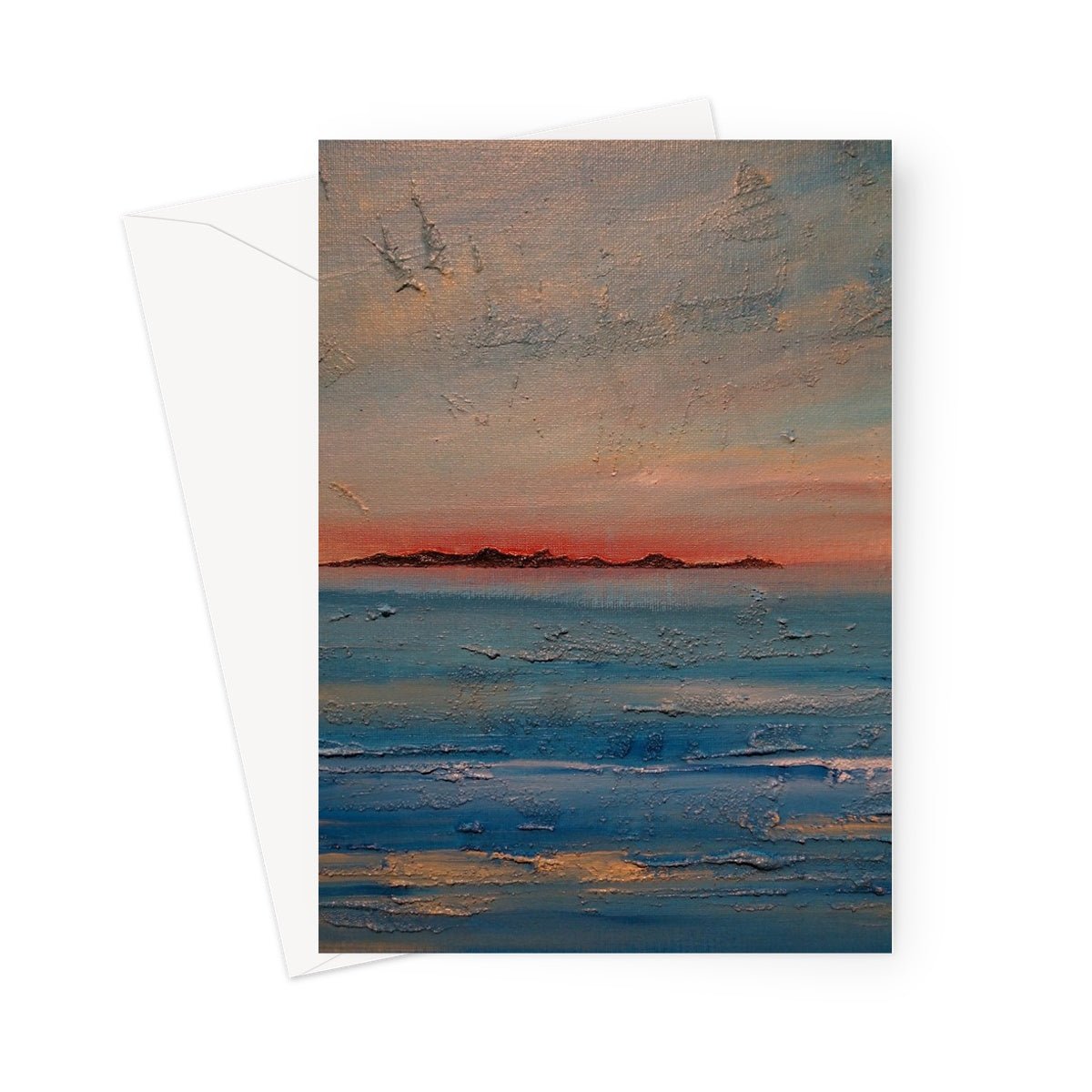 Gigha Sunset Art Gifts Greeting Card-Greetings Cards-Hebridean Islands Art Gallery-5"x7"-1 Card-Paintings, Prints, Homeware, Art Gifts From Scotland By Scottish Artist Kevin Hunter