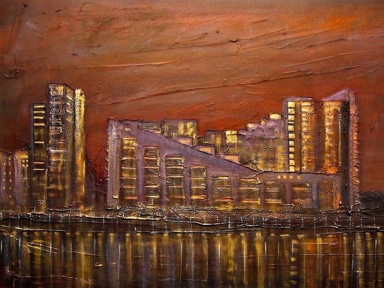 Glasgow Harbour Flats Painting Fine Art Prints