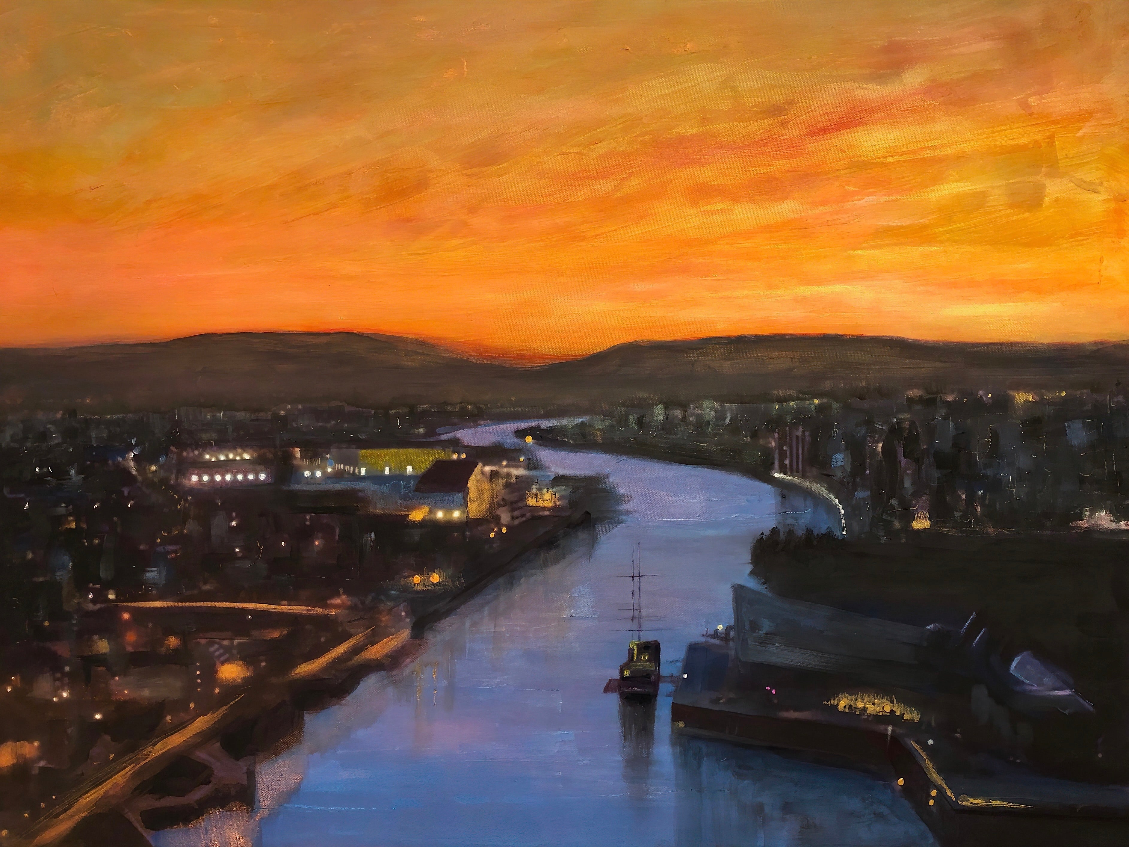 Glasgow Harbour Looking West Scottish Landscape Painting