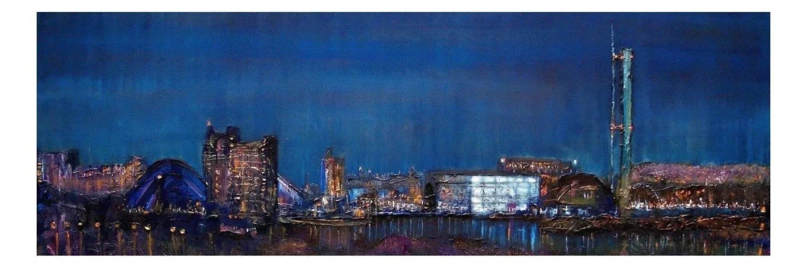 Glasgow Harbour Original Panoramic Painting - Scottish Artist Edinburgh & Art Gallery Scotland