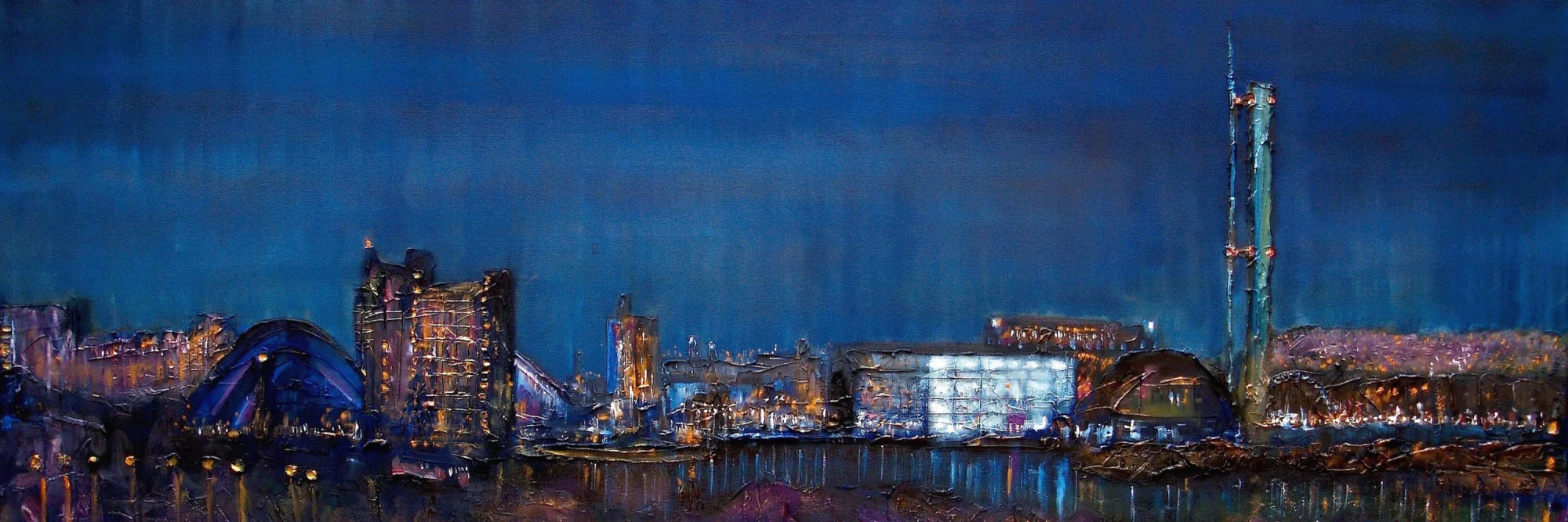 Glasgow Harbour | Statement Interior Wall Art from Scotland - Edinburgh & Gallery Worldwide Shipping Panoramic Painting City Scottish