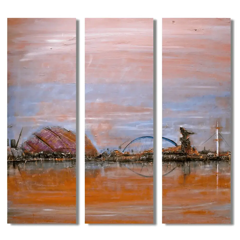 Glasgow Harbour Triptych - Scottish Statement Interior Wall Art - Edinburgh & Gallery Scotland