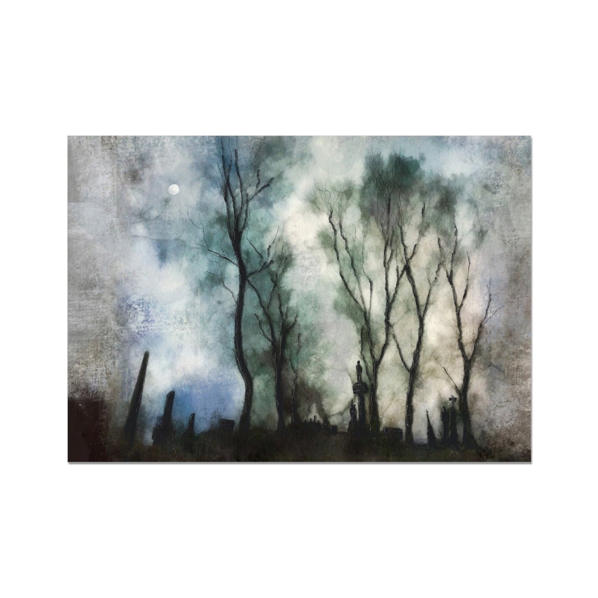 Glasgow Necropolis Moonlight Painting | Fine Art Prints From Scotland-Unframed Prints-Edinburgh & Glasgow Art Gallery-A2 Landscape-Paintings, Prints, Homeware, Art Gifts From Scotland By Scottish Artist Kevin Hunter