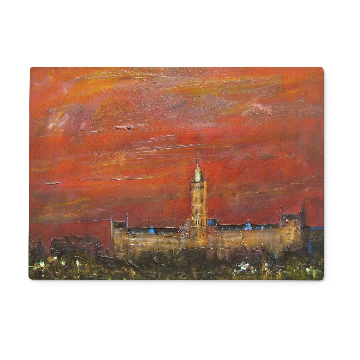 Glasgow University Dusk Art Gifts Glass Chopping Board