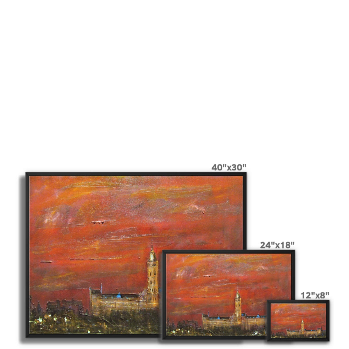 Glasgow University Dusk Framed Canvas